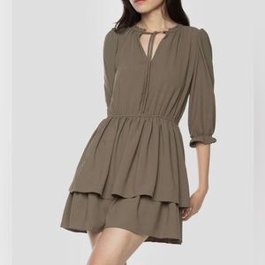 Black tape smoked tiered satin midi dress